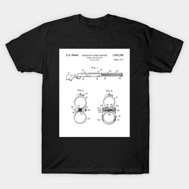 Remington Shotgun Patent - Police Officer Law Enforcement Art - White T-Shirt by patentpress